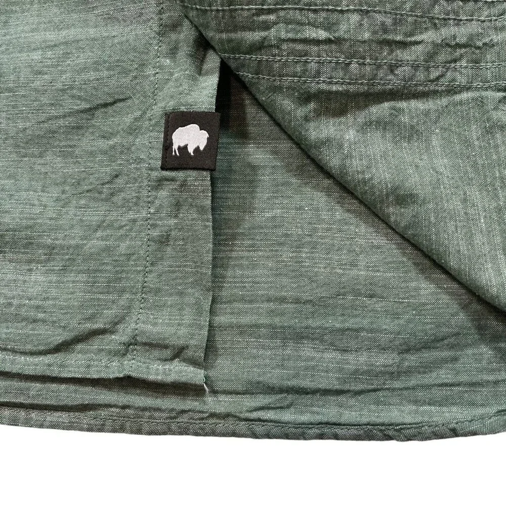 Mountain Khakis Green Button Down Phelps Short Sleeve‎ Organic Cotton Size Large